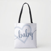 Baby-hart | Dusty Slate Blue Flourish Script Draagtas (Voorkant)