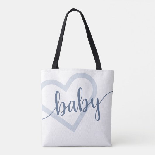 Baby-hart | Dusty Slate Blue Flourish Script Draagtas (Achterkant)