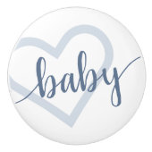 Baby-hart | Dusty Slate Blue Flourish Script Keramische Knop (Voorkant)
