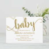 Baby-hart | Elegant Goud Script Douche of Reveal Kaart (Staand voorkant)