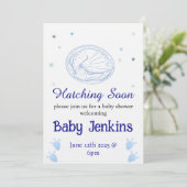 Baby Hatching dragon themed baby shower invitation (Debout devant)