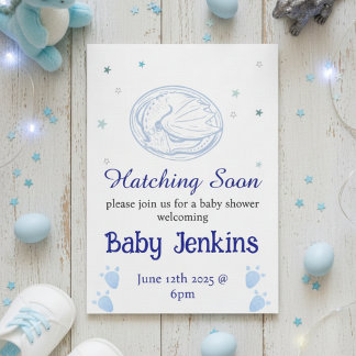 Baby Hatching dragon themed baby shower invitation Kaart