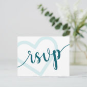 Baby Heart | Blauwgroen Dark Midnight Green Flouri Briefkaart (Staand voorkant)