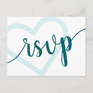 Baby Heart Blauwgroen Dark Midnight Green RSVP-m Briefkaart