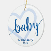 Baby Heart | Cerulean Blue Classic Flourish Script Keramisch Ornament (Links)