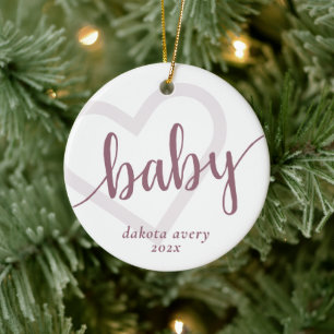 Baby Heart   Desert Roos Taupe Flourish Custom Keramisch Ornament