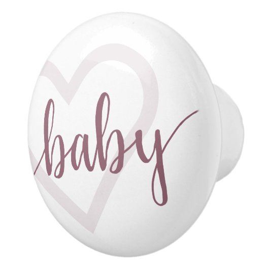 Baby Heart | Desert Roos Taupe Flourish Script Keramische Knop (Rechts)
