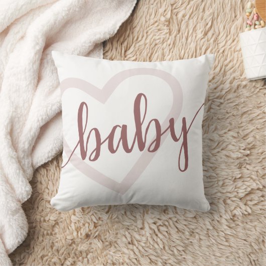 Baby Heart | Desert Roos Taupe Flourish Script Kussen (Deken)