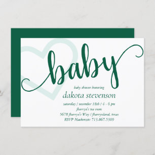 Baby Heart   Hunter Green Simple Flourish Script Kaart