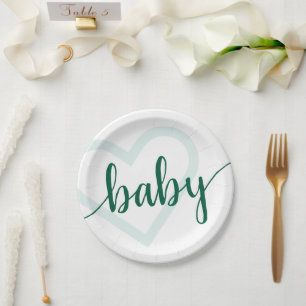 Baby Heart Hunter Green Simple Flourish Script Papieren Bordje