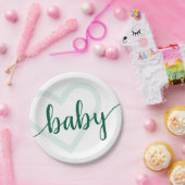 Baby Heart | Hunter Green Simple Flourish Script Papieren Bordje (Feest)