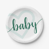 Baby Heart | Hunter Green Simple Flourish Script Papieren Bordje (Voorkant)