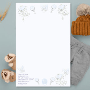 Baby Heart Rattle Bord Baby Tinted Blue Briefpapier