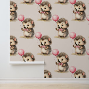 Baby Hedgehog roze ballon Behang