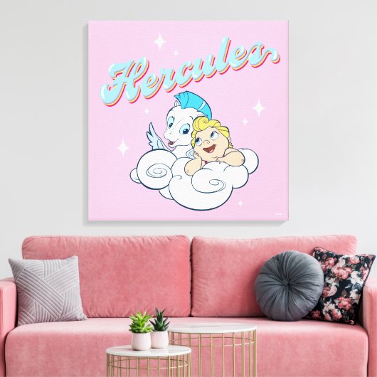 Baby Hercules and Pegasus on a Cloud Canvas Print (Insitu (Woonkamer))