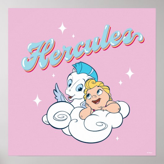 Baby Hercules and Pegasus on a Cloud Poster (Voorkant)