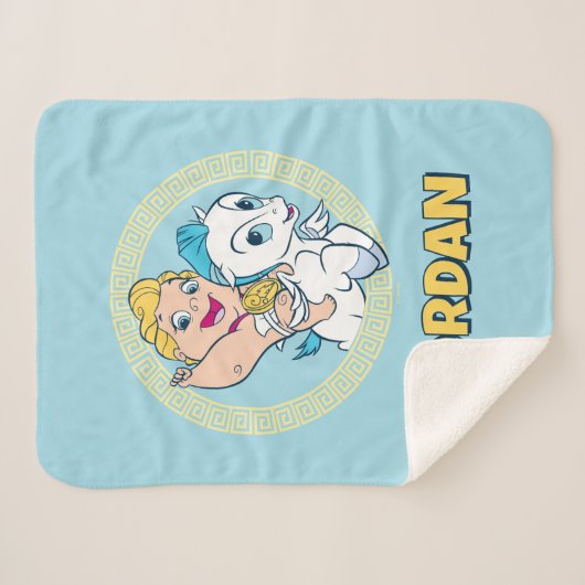Baby Hercules Riding Pegasus Sherpa Blanket Sherpa Deken (Voorkant (horizontaal))