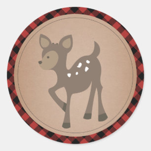 Baby Herten geruite Baby shower Ronde Sticker