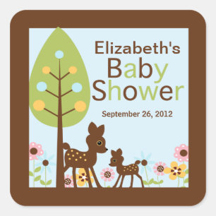 Baby Herten Jongen Baby shower Uitnodiging Vierkante Sticker