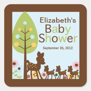Baby Herten Triplets Meervoudige Baby shower Invit Vierkante Sticker