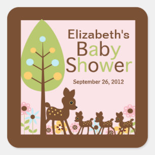 Baby Herten Triplets Meervoudige Baby shower Invit Vierkante Sticker