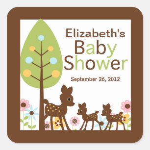 Baby Herten Tweelingen Meervoudige Baby shower Inv Vierkante Sticker