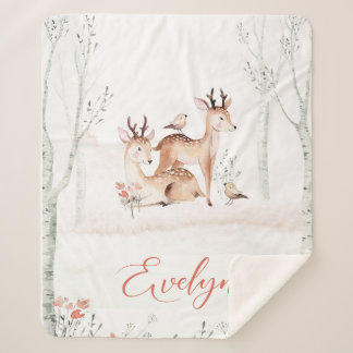 Baby Herten Woodland Deken | 50x60 Sherpa