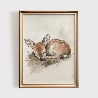 Baby Hertenprint, Slapende Ree PRINTABLE Kunst, Ho Poster