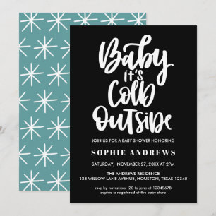Baby Het is buiten koud   Zwart   BABY SHOWER Kaart