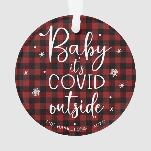 Baby Het is Covid Buiten Pandemic Funny Kerstmis Ornament (achterkant)
