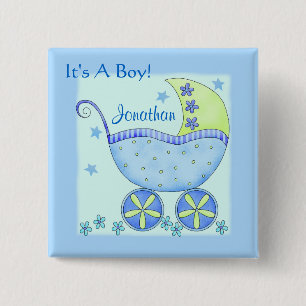 Baby "Het is een jongen", persoonlijke badge-pinco Vierkante Button 5,1 Cm