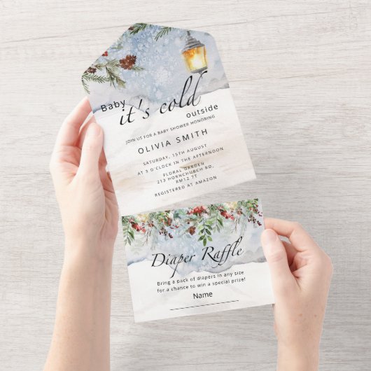 Baby het is koud buiten All In One Uitnodiging (Afscheurbaar)