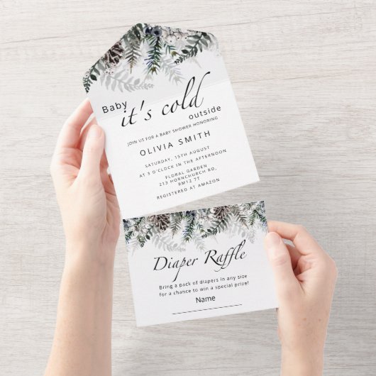 Baby het is koud buiten All In One Uitnodiging (Afscheurbaar)