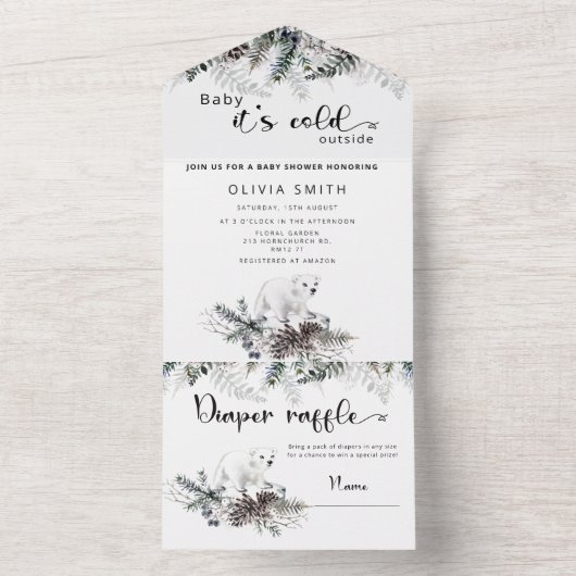 Baby het is koud buiten All In One Uitnodiging (Binnen)