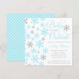 Baby Het is koud buiten Aqua Gray Baby shower Kaart