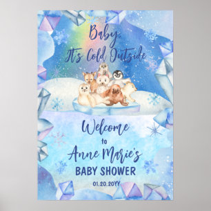 Baby Het is Koud Buiten Arctic Animals Baby shower Poster