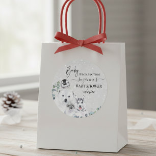 Baby het is koud buiten Arctisch dier Shower Winte Ronde Sticker