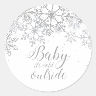 Baby Het is koud Buiten Baby Showe Silver Ronde Sticker