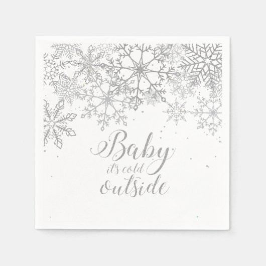 Baby Het is koud Buiten Baby Showe Silver Servet (Voorkant)