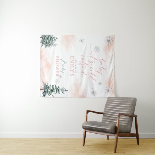 Baby Het is koud buiten Baby shower achtergrond Wandkleed (In Situ (horizontaal))