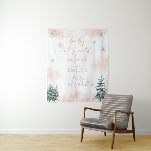 Baby Het is koud buiten Baby shower achtergrond Wandkleed (In situ)