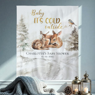 Baby het is koud buiten Baby shower Achtergrond Wandkleed