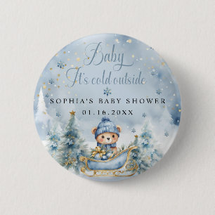 Baby Het is koud buiten Baby shower Boy Favors Ronde Button 5,7 Cm