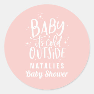 Baby het is koud buiten baby shower feestje ronde sticker