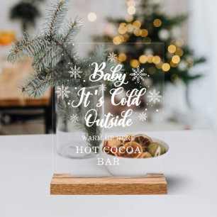 Baby Het is koud buiten Baby shower Hot Cocoa Bar Acryl Bord