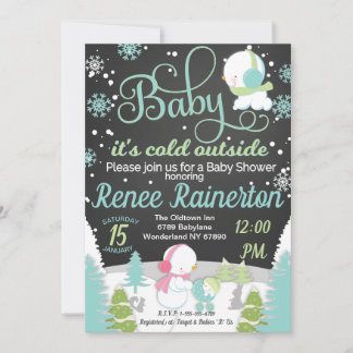 Baby Het is koud buiten Baby shower schoolbord Kaart