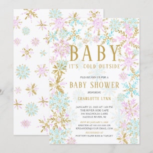Baby Het is koud buiten Baby shower van meisjes of Kaart