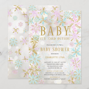 Baby Het is koud buiten Baby shower van meisjes of Kaart