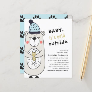 Baby het is koud buiten Beer   Baby shower Flyer