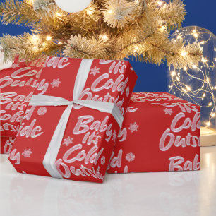 Baby Het is koud buiten bevroren kerstrood Cadeaupapier
